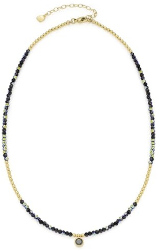 JEWELS BY LEONARDO Halskette Ciao Lola • Kette aus goldfarbenem Edelstahl • schwarze Glaskristalle mit funkelndem Facettenschliff • 40-45 cm Länge • besonderes Schmuck Geschenk für Frauen • 018781
