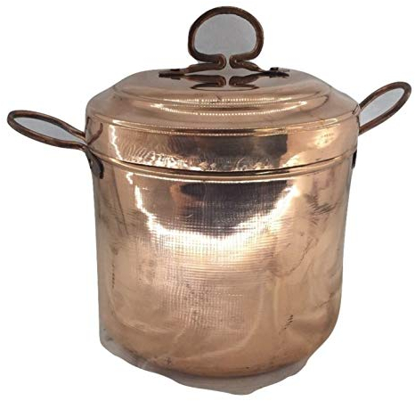 Casserole en cuivre étamé avec poignées, couvercle polenta bouilli, 27 cm