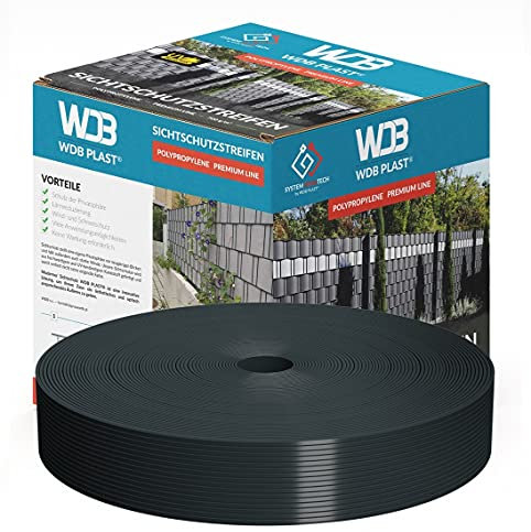 WDB - Sichtschutzstreifen für Doppelstabmatten Sichtschutz Zaun - 4,75 cm x 50 m - Hart PP Windschutz Premium Line - Anthrazit - RAL 7016