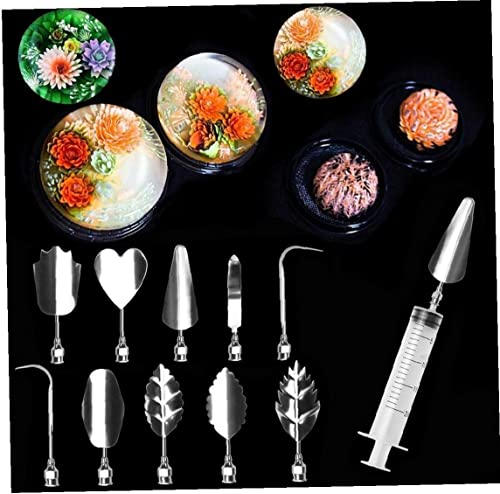 Bontannd 11 Teile/Satz Gelatine Gelee Kunst Pudding Blume Dekoration Form Nadel Werkzeuge Edelstahl Düse Spritze Backen Zubehör Kit