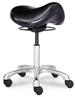 Eognyzie Saddle Stool Swivel Height Adjustable with Wheels Wobble Rolling Stool for Medical Massage Salon Kitchen Spa Drafting Lab Clinic Dentist, Ergonomic Hydraulic Seat Chair Office Stool