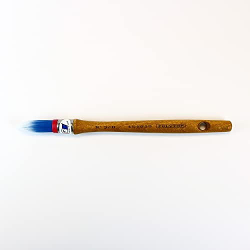 Pincel para rechampir Azul Bleu Polytop N°3/0 Fabricado en Francia/Ideal para Pinturas y Barnices de Interior y Exterior, terrazas, Paredes, Superficies, Hecho a Mano, Reutilizable, Profesional