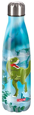 Step by Step Isolierte Trinkflasche aus Edelstahl, blau-grün, für kohlensäurehaltige Getränke, auslaufsicher mit Schraubverschluss, BPA-frei und 100% recycelbar, für Schule und Freizeit, 0,5 Liter
