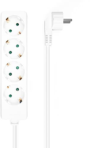 Aisens Regleta Multiple de 4 Tomas sin Interruptor con Cable 3×1.5mm2-1.4m - Color Blanco