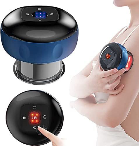 Mocoli Elektrisches Schröpfmassagegerät, 12 Niveaus Schröpfset Massagegerät, Wiederaufladbar Elektrisches Schröpfset Vakuum Schröpfen Massagegerät, Tragbares Schabewerkzeug für den Rückenkörper