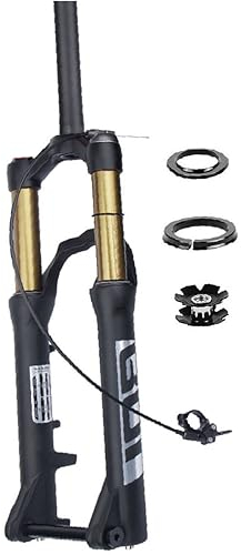 24-Zoll-MTB-Luftgabel, Scheibenbremse, 1-1/8 Zoll, gerade Mountainbike-Federgabel, Federweg, 115 mm RL-Steckachse, 15 x 100 mm, ultraleichte BMX-Vordergabel für 2,4-Zoll-Reifen (schwarz, 24 Zoll