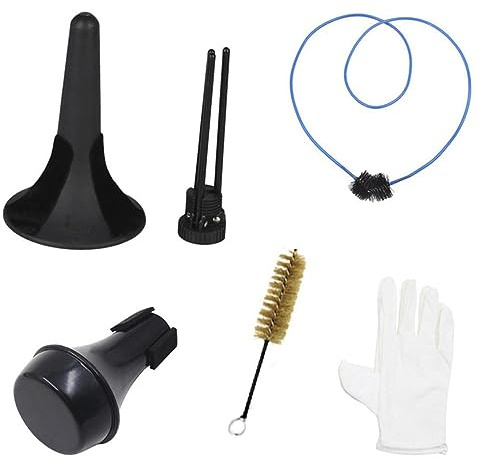 TOYANDONA Trompetenreinigungsset mit Ventilbürste Zusammenklappbarem Trompetenhalter und Dämpfer aus Kunststoff und Metall