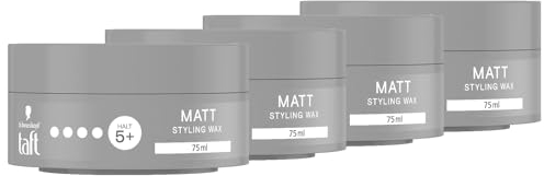 Schwarzkopf TAFT Styling Wax Matt (4x 75 ml), Haarwax für mattes Finish mit langanhaltendem Halt, schonend für Haar und Kopfhaut, veganes, Haarstyling-Wax