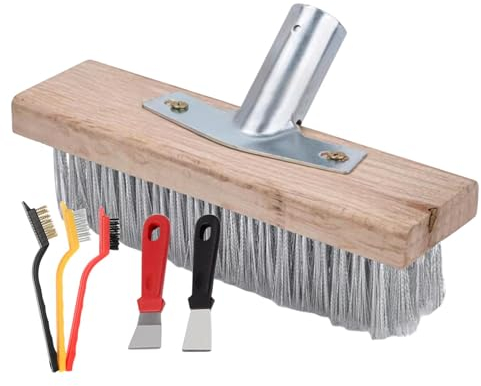 Drahtbesen Zur Moosentfernung, Drahtbesen 20/30/50cm Stahlbesen, Edelstahl-Metalldrahtbesen, Wiederverwendbare Kratzbürste Mit Pinsel, Schaufel Garagenbesen Strapazierfähig Für Gehweg, Terrasse, Deck