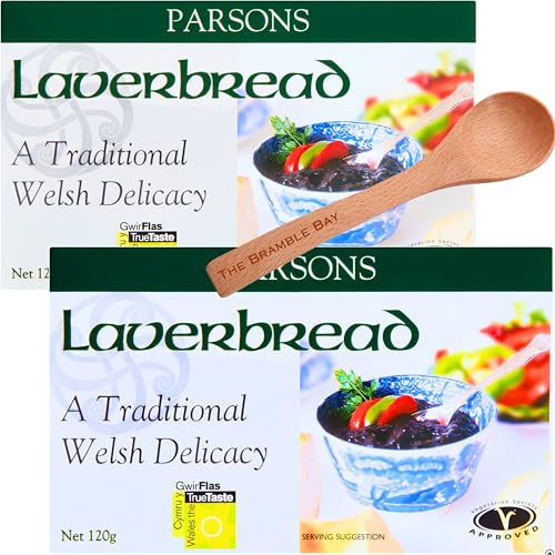 Laverbread Seaweed Based Welsh Delicacy 120g x2 and a Wooden Spoon Traditional Bara Lawr - Rich in Minerals