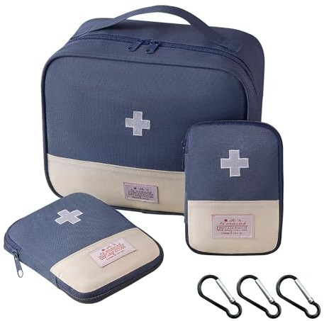 VEGCOO Lot de 3 sacs de premiers secours, sacs de voyage portables vides pour médecine médicale, petit/grand, sacs de premiers secours, sacs de rangement étanches pour le camping, les voyages, le