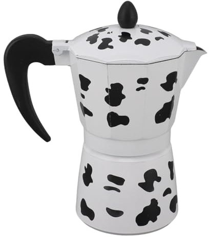 Xiuganpo y para Estufa, Olla Moka con Diseño de Vaca Lechera de Aluminio con Patrón de Vaca Lechera, Olla Moka de Estilo Italiano Clásico, Moka Pot para Uso Doméstico,