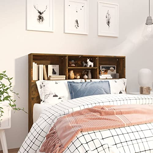 Bulliing Kopfteil mit Ablagen Räuchereiche 120x19x103,5 cm Kissen Bett RüCkenlehne