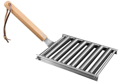 HANABASS Camping Grill Mit Holzgriff Tragbarer Bbq Stand Für Hot Dogs Für Outdoor Aktivitäten Und Camping Leicht Und Hochtemperaturbeständig