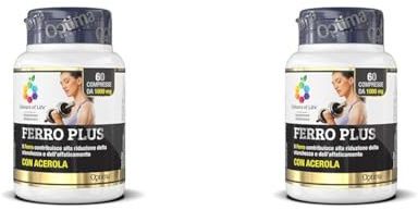 Colours of Life Ferro Plus - Integratore di Ferro - Favorisce le Funzioni del Sistema Immunitario, Riduce la Stanchezza e la Fatica - Senza Glutine e Vegano, 60 Compresse (Confezione da 2)