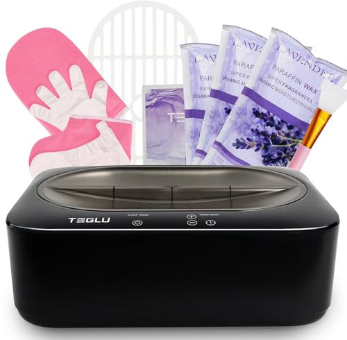 Teglu 2025 Paraffinbad für Hände und Füße 4L, Parafinwachsbad Moisturizing Kit mit 3x 450g Paraffinwachs Spa zu Hause, Paraffinbäder schwarz
