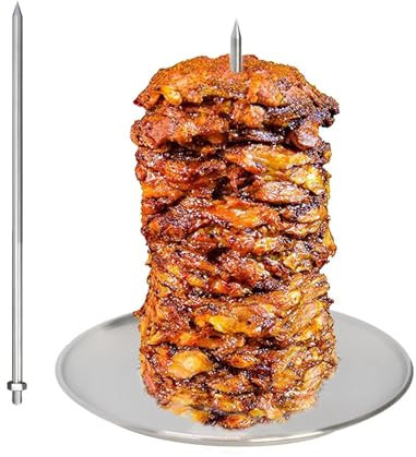 Spiedino verticale per barbecue, resistente, supporto verticale per carne in acciaio inox, supporto per spiedo rotante facile da pulire, per tacos, shawarma, kebab, giroscopio, agnello