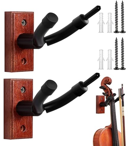 Generisch Geigenaufhänger Wandhalterung | Geigenständer aus | Cello-Wandhalterung mit Bogenhaken, robustes, stabiles Präsentationsregal für Gitarren, Bratsche, Mandoline, Ukulele
