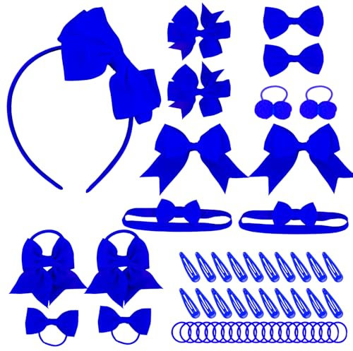 MOSTFUN 55 Piezas Accesorios para el Pelo Niñas, Horquillas Lazo Azul, Diadema Azul, Gomas de Pelo, Coleteros, Kit de Accesorios para el Cabello Infantil, para Navidad, Cumpleaños, Regalo Niñas