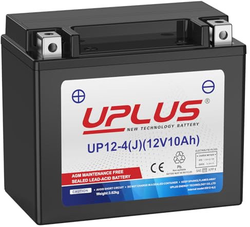 UPLUS Motorcycle Battery UP12-4(J),12V 10Ah, replace for-TX12-BS/-TX12, Agm Maintenance Free | Please check size before ordering150L x 87W x 130H(mm)