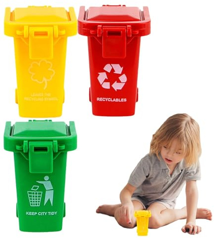 Müllwagen Spielzeug | Mülleimer-Spielzeug | Mülltonne als Zubehör für Wichtel | Míni Mülleimer für Puppenhaus Möbel Im Maßstab | Wichtel Umzug Wertstofftonne für Wichtelstreiche