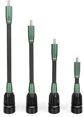 SHARROW Bogenschießen Carbon Bogen Stabilisator für Compound Bogen, Flexibler Kern mit Dämpfungssystem und Gewichten, 6 8 10 12 Balance Bar Stoßdämpfer Dämpfer Rod (Grün, 8)