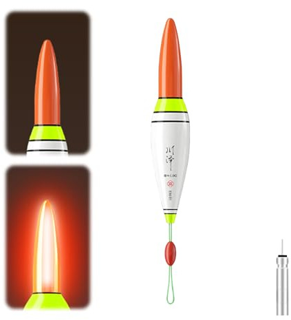 Lergas 4 Stück LED Posen Angeln Mit Bissanzeiger, Leuchtposen LED Angelposen, Schwimmer Angeln Mit LED Verfärbung und Batterie, Angel Zubehör Posen Zum Tauchgebiet Angeln Am See, Fluss Oder