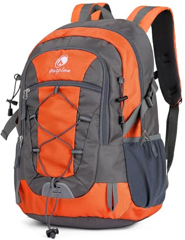 Outplea 25L Sac à Dos de Randonnée Imperméable pour Homme et Femme, Sac à Dos de Sport Petit pour Camping Sacs de Voyage Réfléchissant pour Loisir Excursions, Orange