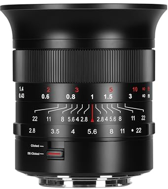 7artisans Objectif grand angle 14 mm F2.8 FE plein format pour Sony - Mise au point manuelle - Objectif grand angle - Monture E - Compatible avec appareil photo Sony E Mount