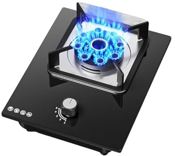 Gas Cooktop, Single Burner Stove Tempered Glass Portable Gas Stove,5.2kw 9 Cavity Camping Single Burner,for Apartment Outdoor(LPG)