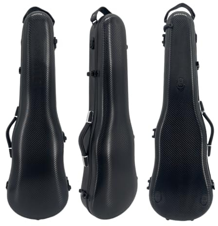 Conboxus Hard shell Violin Case 4/4 with Backpack Straps Ultra Lightweight Travel Carbon Fiber Anti-Scratch Case with Hygrometer,Waterproof Durabl (black)