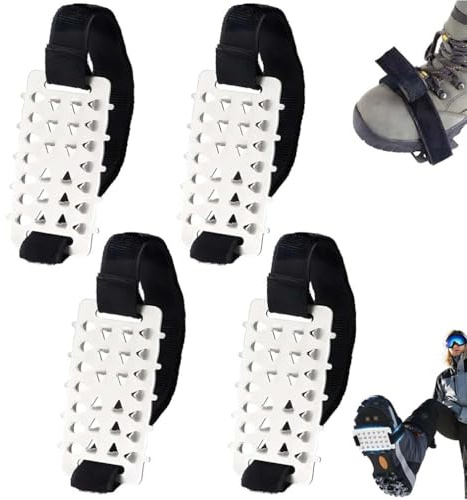 4PCS Durable Anti-Slip Ice Cleats Set for Shoes, Crampons, Ice Cleats for Shoes and Boots, Stainless Steel Grippers Shoe Spikes Grips Traction for Ice Snow, Winter Hiking Climbing Ice Fishing