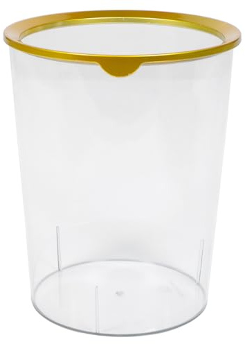 BESPORTBLE Papelera de Basura Doméstica Redonda Transparente Aro Dorado, Cubo de Almacenamiento Grande para Hogar y Oficina, Contenedor de Residuos Práctico y Sencillo