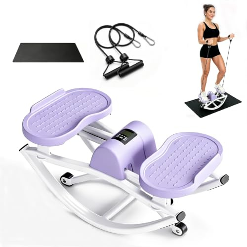 Rock Stepper, Portable Exercise Stepper Machine Balance Exerciser with LCD Monitor Twist Motion Leg Exerciser for Glutes Abs Upper Lower Body Men Women Senior Gym Bedroom Indoor Office,Purple