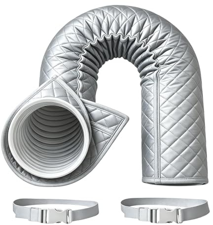 Housse Isolante Pour Tuyau De Clim Mobile – Manchon Thermique D’évacuation, 150×52cm, Adaptable Tuyaux Diamètre 12,7 Et 15 Cm, Avec Sangles, Pour Appartement, Lieu Travail, Sous-sol