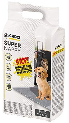 Croci Super Windel Aktivkohle - Hygienematten für Hunde 57x84 cm - 14 Stück, Einweg-Unterlagen für Hunde und Haustiere, Anti-Flecken, Anti-Geruch
