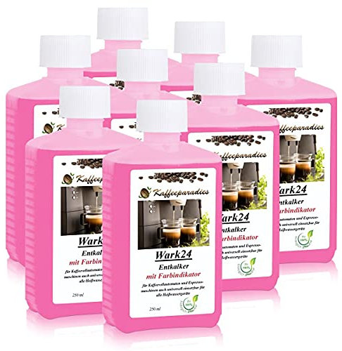 Wark24 Flüssigentkalker 8x 250 ml mit Farbindikator, Universal-Entkalker & schonender Kalklöser für Kaffeemaschinen, Wasserkocher & Haushaltsgeräte, biologisch abbaubar