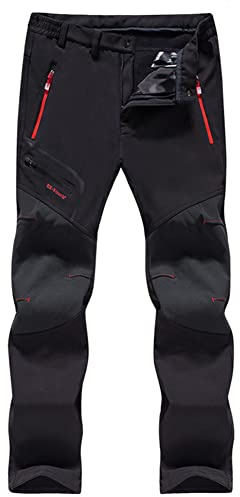 GITVIENAR Herren Gefüttert Wanderhose, Wasserdicht Atmungsaktiv Warm Verdickte Berghose Skihose Trekkinghose Wanderhose Softshellhose Männer Winterhose für Outdoor Herbst Winter
