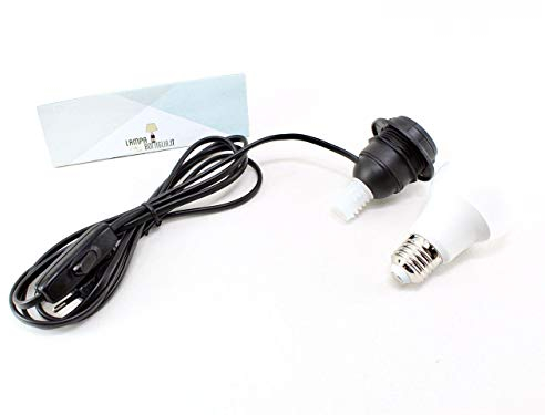 Adattatore Portalampada E27 per Bottiglia Lampada di Vino, Champagne, Spumante con filo e interruttore nero - Lampada Led Inclusa