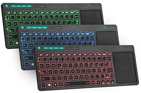 Rii RT518 Teclado Inalámbrico Recargable con Luz Tricolor y Diseño Ultra Delgado (Negro-2.4G)