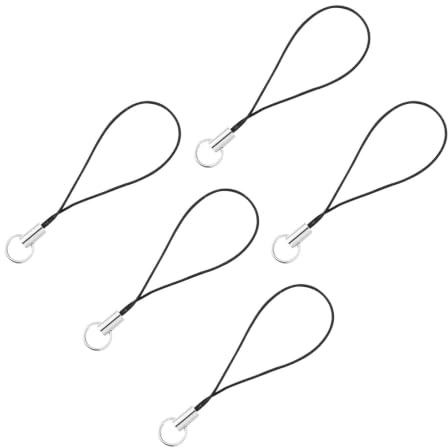 UKCOCO Cell Phone Charm Strap- 100 Pcs Phone Charm Cords Mobile Lanyard Split Ring Strap Black Lanyard for Cell, USB Drive, Keyring, MP3 Player, DIY Accessories
