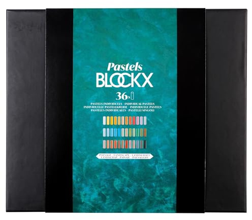 Blockx Paysage Lot de 36 craies pastel pour artistes en bois fabriquées à la main avec des pigments purs, des couleurs vives et un fort pouvoir couvrant