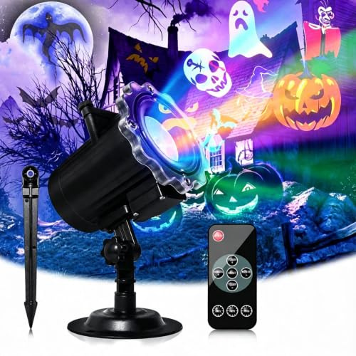 Segotendy Proyector Luces Halloween Navidad 64 Patrones Exterior | Temas Variados,16 diapositivas,con Control Remoto,Impermeable,para Jardín Año Nuevo Cumpleaños Fiestas Decoración