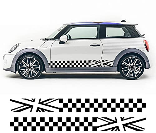 Pegatinas de faldón Lateral 2 uds, Pegatina de Rayas Laterales para Puerta , a Cuadros, para Mini Cooper S One JCW R50 R52 R53 R56 R57 F55 F56 F57