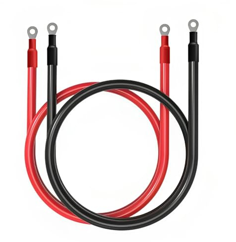 Power Bright 2 AWG 12ft High Amp Pure Copper Battery Cable with 1/4″ and 7/16″ Lugs, Professional Series 2 Gauge Wire Cables for Car Power Inverter, RV Battery, Boat, Marine and Solar Applications