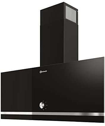 Bauknecht DBHVA 92F LM K Kopffrei- Dunstabzugshaube / 90cm / Für Abluft- und Umluftbetrieb geeignet / 41,1 kWh/LED / 3 Leistungsstufen inkl. Intensiv-Stufe/Energieeffizienzklasse A, Schwarzes Glas