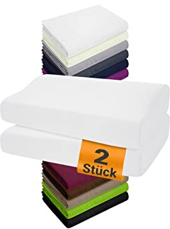 npluseins 2 Stück Spannbezug Gesundheitskissen, 40-45 x 60-80 cm, Weiß | 97 % Baumwolle, 3 % Elasthan, Rundumgummizug, temperaturausgleichend, anschmiegsam, waschbar bis 60 °C
