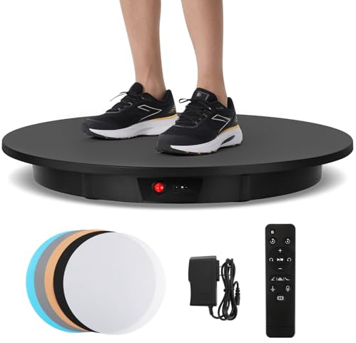 Flyrivergo Large Photography Turntable 24inch/330lb Motorized Rotating Display Stand 360 Degree with Remote Control Electric Turntable for Products, Model Photo or Video(Black)