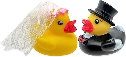 MIJOMA Figura para tarta de boda, pareja de novios, decoración para tarta de boda (patos de boda)