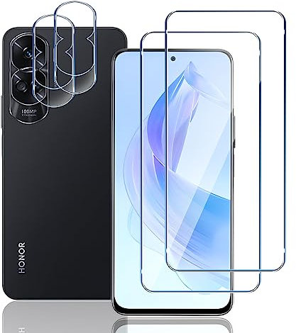 Yanwom [2+2 Pezzi Pellicola Protettiva per Honor 90 Lite 5G Pellicola Vetro Temperato + Fotocamera Pellicola, 3D 9H Durezza, Anti Graffio, Bubble-Free, Facile da Installare HD Camera Protezione